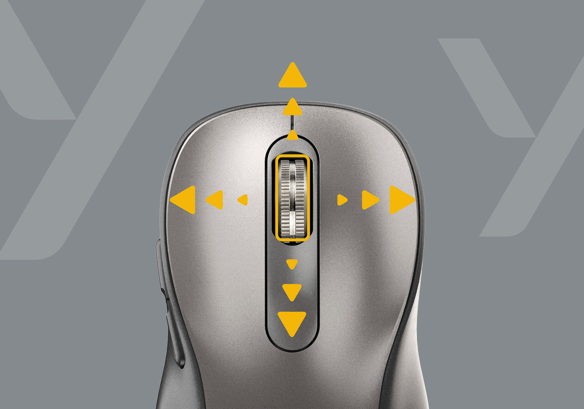 Tiltable four-directional wheel for scrolling up, down, and sideways