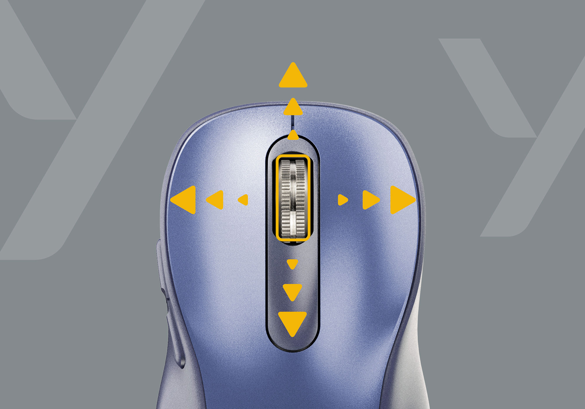 Tiltable four-directional wheel for scrolling up, down, and sideways