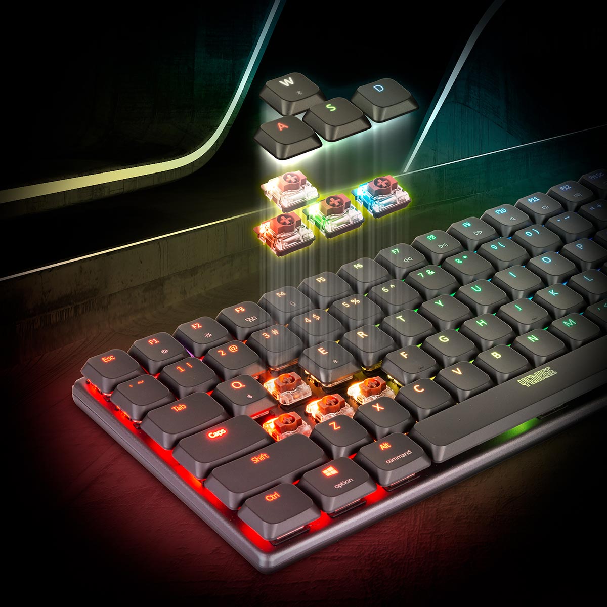 Low profile mechanical RGB keyboard ROGUE | YKB 3700US | Yenkee